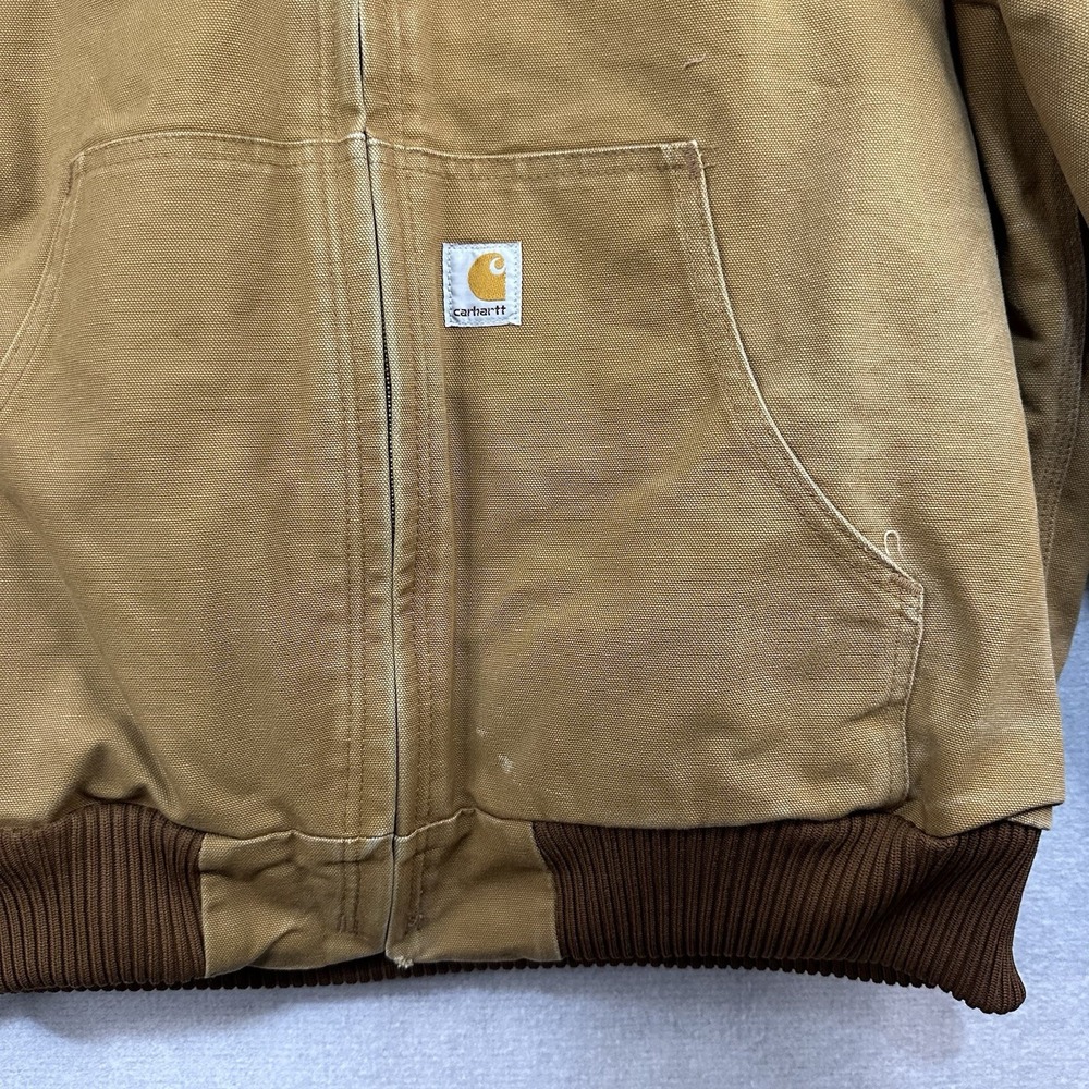 Carhartt J140 BRN Mens Large Brown Duck Active Jacket USA Union Hooded Quilted - Picture 3 of 11